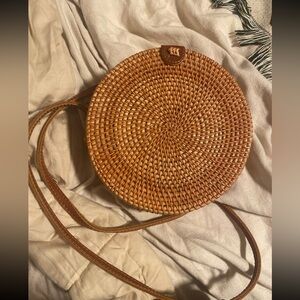 Round Ratten Crossbody Basket Purse Bag